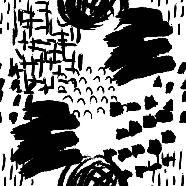 Векторний безшовний візерунок. Абстрактний фон з мазками пензля. Чорнило пофарбоване в ручну текстуру
 - Вектор, зображення
