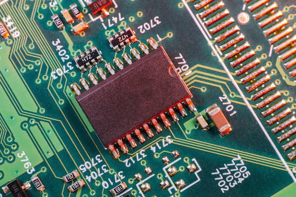 Electronic board components, Motherboard digital chip. Tech science background. - Valokuva, kuva