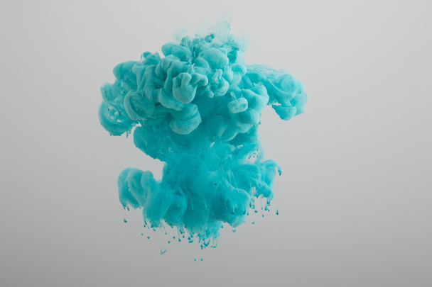 blue ink splash isolated on grey - Foto, Imagem