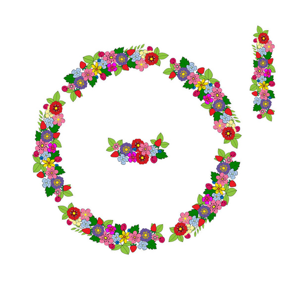 doodle floral tangle, round, circle, card, greeting, template, frame, blank, garland, branch, ornament, wreath - ベクター画像