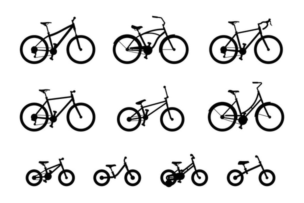 Conjunto de bicicletas diferentes. aislado sobre fondo blanco
 - Vector, Imagen