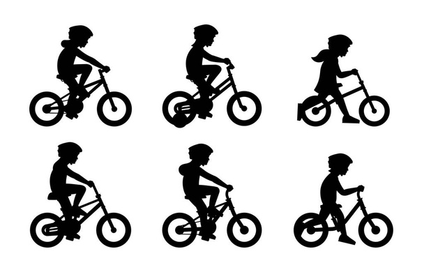 Ensemble de filles à vélo. isolé sur fond blanc
 - Vecteur, image