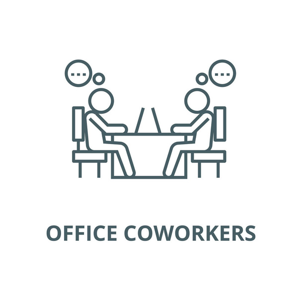 Office coworkers vector line icon, linear concept, outline sign, symbol - Διάνυσμα, εικόνα