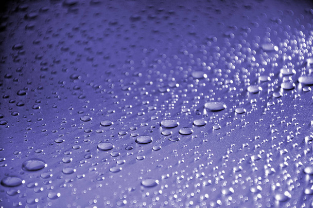 Close up water drops on metal surface can be used for web design - Photo, Image