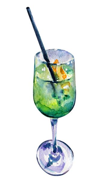 Alcoholic cocktail with orange slice. - Photo, Image