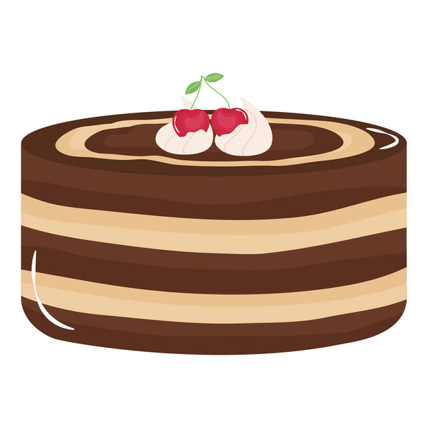 delicioso bolo doce com design de ilustração vetorial de cerejas
 - Vetor, Imagem