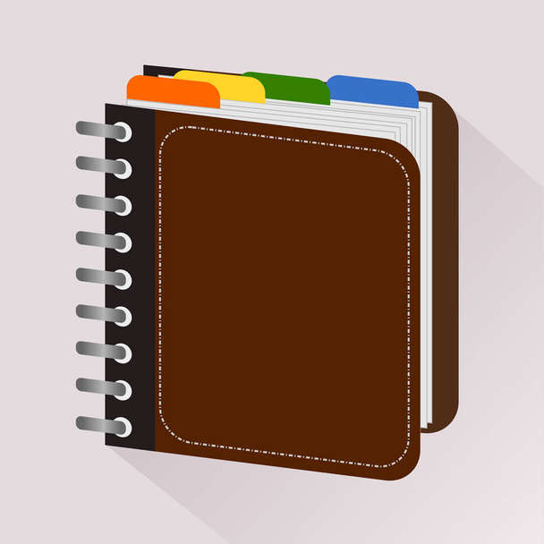 Business planner book with color tag flat icon. - Vektor, kép