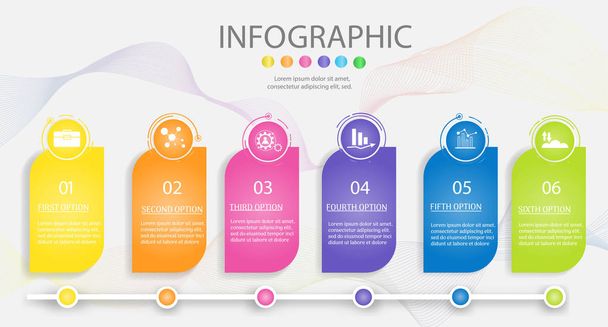 Design Business template 6 steps infographic chart element with place date for presentations,Vector EPS10. - Vektör, Görsel
