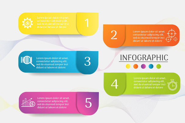 Ontwerp Business Template 5 stappen infographic grafiekelement met plaats datum voor presentaties, Vector Eps10. - Vector, afbeelding
