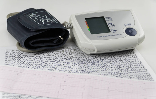 blood pressure monitor with cardiogram - Photo, Image
