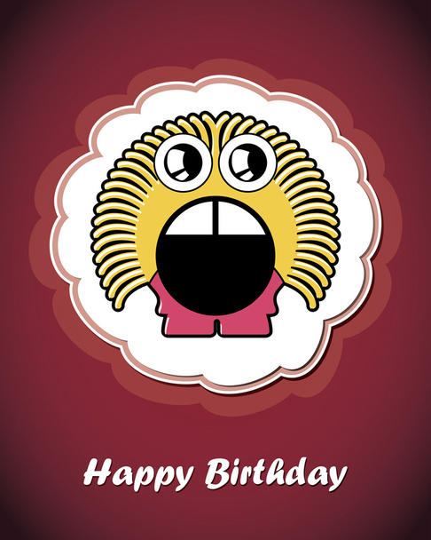 Happy birthday card with cute cartoon monster - ベクター画像