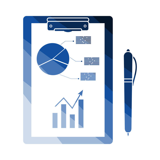 Writing Tablet With Analytics Chart And Pen Icon - Vetor, Imagem