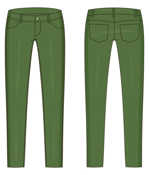 Moda esboço colorido técnico de jeans em gráfico vetorial
 - Vetor, Imagem