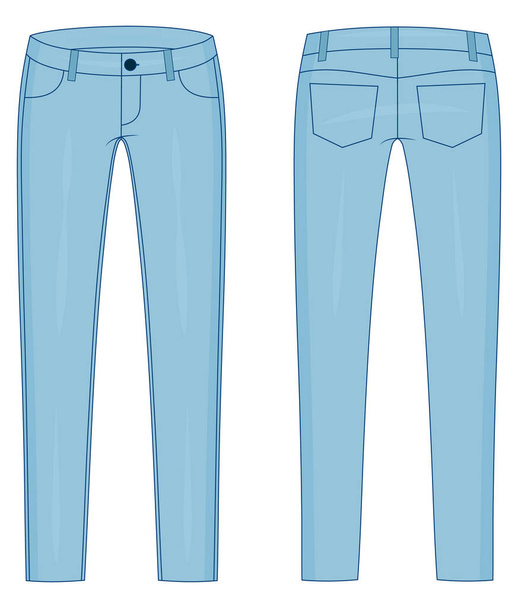 Fashion technical colored sketch of jeans in vector graphic - Vector, imagen