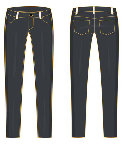 Módní technická barevná náčrt džínů ve vektorové grafice - Vektor, obrázek