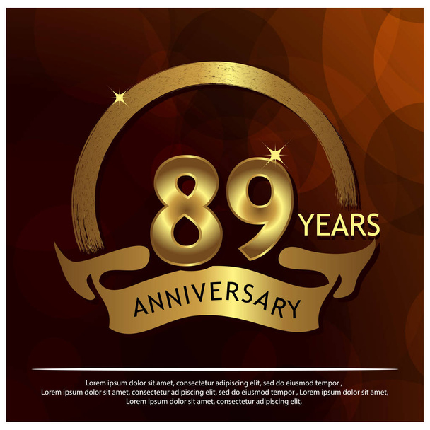 Eighty nine years anniversary golden. anniversary template design for web, game ,Creative poster, booklet, leaflet, flyer, magazine, invitation card - Vector - Vector, Image