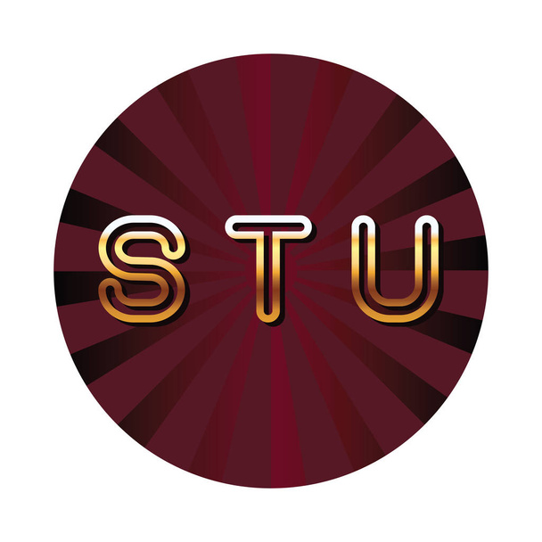 Stu alfabesi yazı tipi harfleri kırmızı yuvarlak amblem - Vektör, Görsel