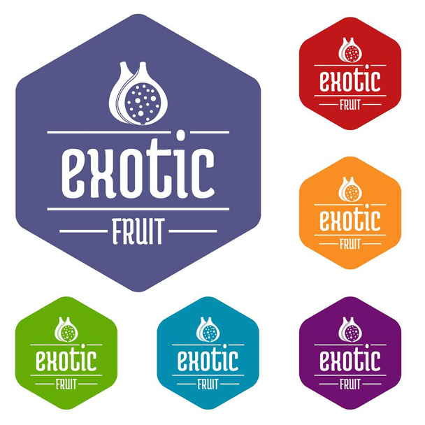 Exotic fruit icons vector hexahedron - Vector, Image