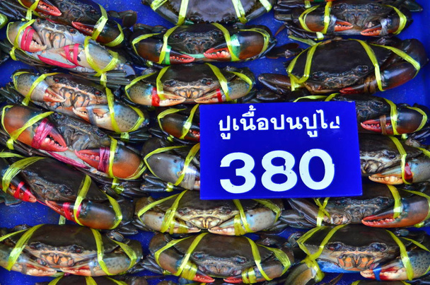 Свежие морепродукты Таиланда На свежем рынке возле рыболовного порта
 - Фото, изображение