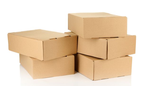 Parcels boxes, isolated on white - Foto, Imagem