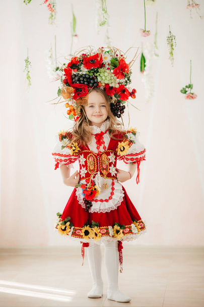 Veselá holčička v národním kostýmu  - Fotografie, Obrázek