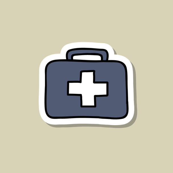 first aid kit doodle icon, vector illustration - Vector, Image