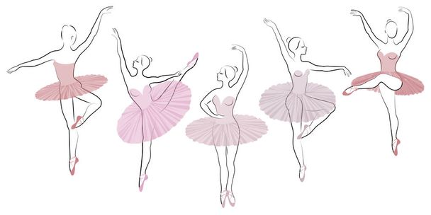 Collezione. Silhouette di una signora carina, lei sta ballando balletto. La ragazza ha una bella figura. Una ballerina. Insieme illustrazione vettoriale
 - Vettoriali, immagini