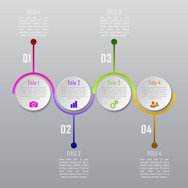Vektor-Infografik-Vorlage für Diagramm, Webdesign, Präsentation, Workflow-Layout. Geschäftskonzept mit 4 Optionen, Teilen, Schritten oder Prozessen - Vektor, Bild