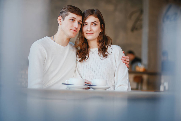 Couple in a cafe - Photo, image