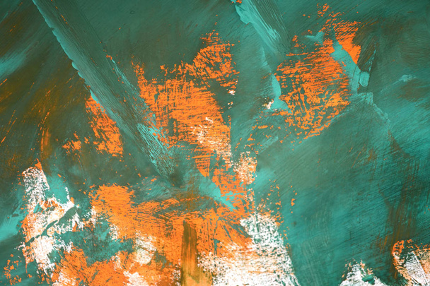 abstrakter Hintergrund mit orange-grün-weißen Schmierereien - Foto, Bild