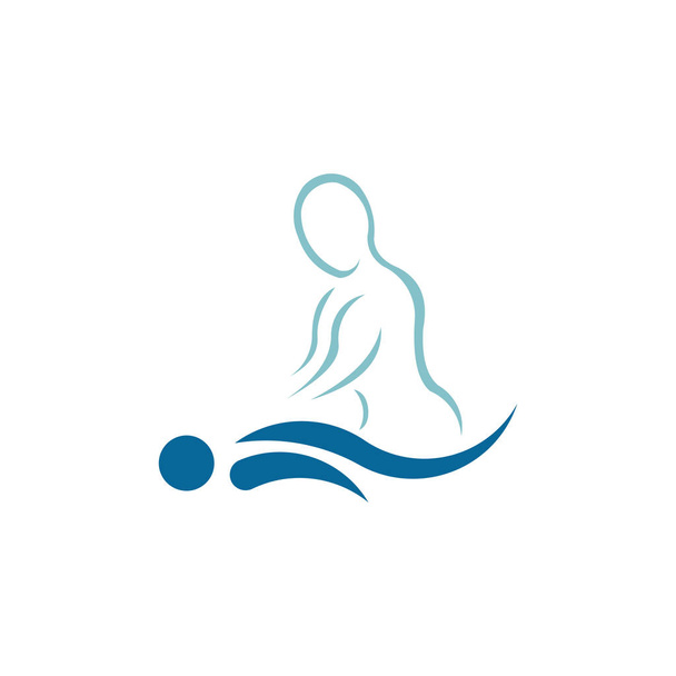 Masszázs logo, back masszázs szépségszalonban fizioterápiás koncepció - Vektor, kép