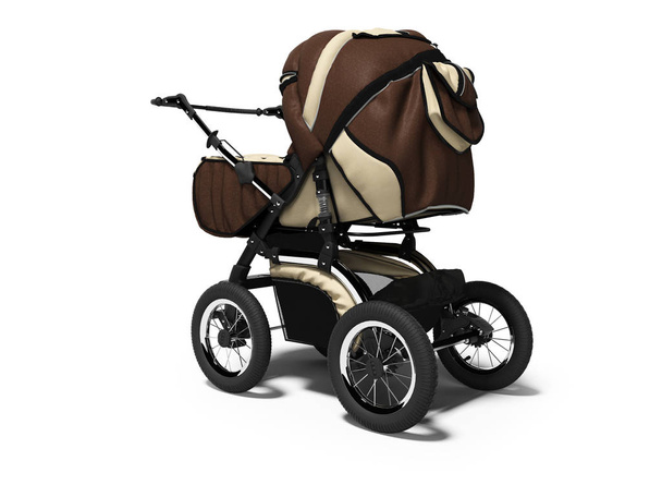 Modern concept stroller brown leather with white inserts 3d rend - Photo, Image