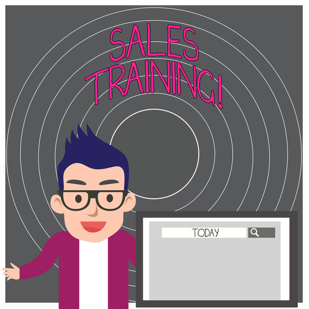 Schrijfbriefje met Sales Training. Zakelijke foto presentatie trein verkooptoont de methoden van grote verkooptechnieken. - Foto, afbeelding