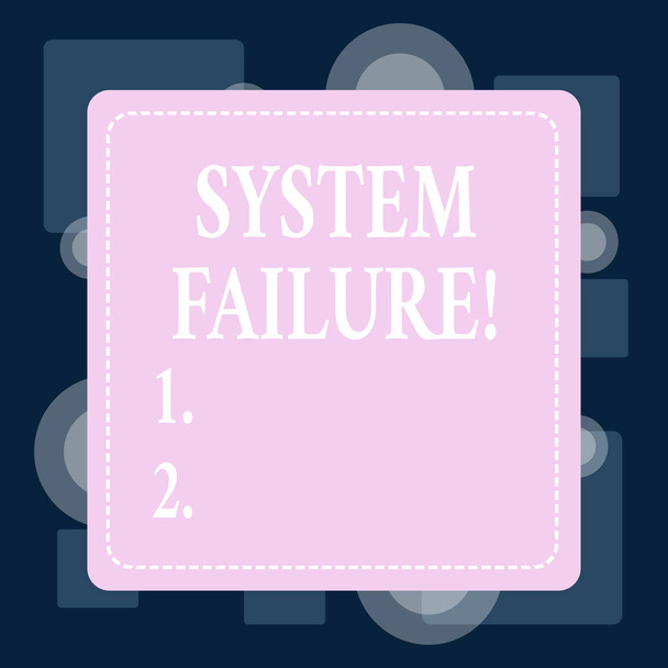 Conceptual hand writing showing System Failure. Business photo text Occur because of a hardware failure or a software issue. - Photo, Image