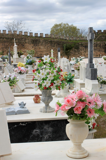 Fleurs colorées sur les tombes
 - Photo, image