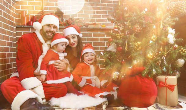 Santa Claus couple with twins - Photo, Image