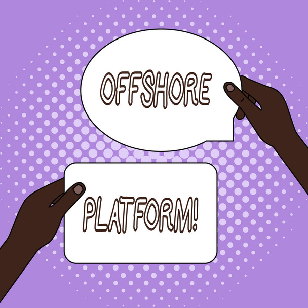 Szövegírás Offshore Platform. Üzleti koncepció kútfúrási lehetőségekkel rendelkező struktúrához. - Fotó, kép