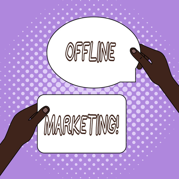 Szövegírás szöveg Offline Marketing. Az interneten kívül közzétett hirdetési stratégia üzleti koncepciója. - Fotó, kép