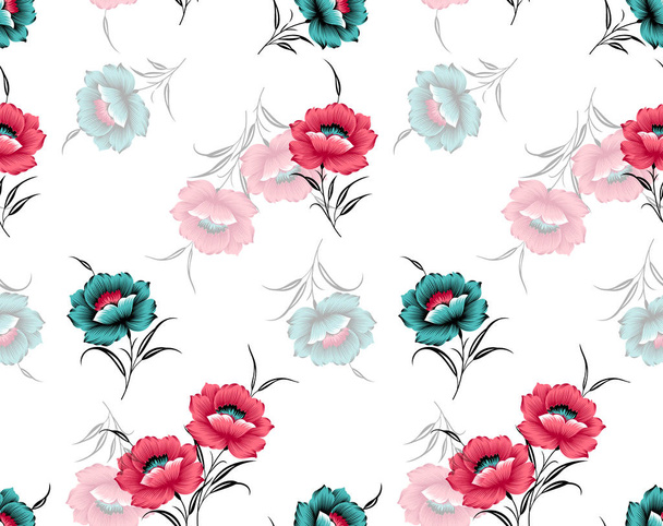 Seamless digital textile floral pattern design - Photo, Image