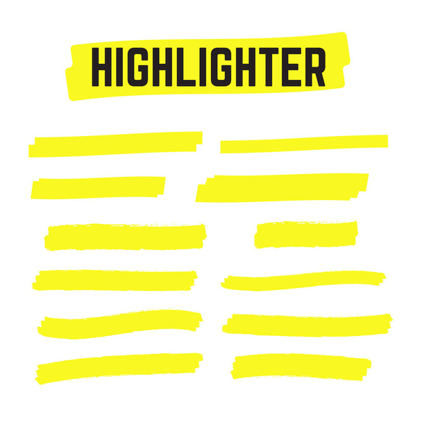 Yellow highlighter marker illustration. Brush pen underline. Yel - Vector, Image