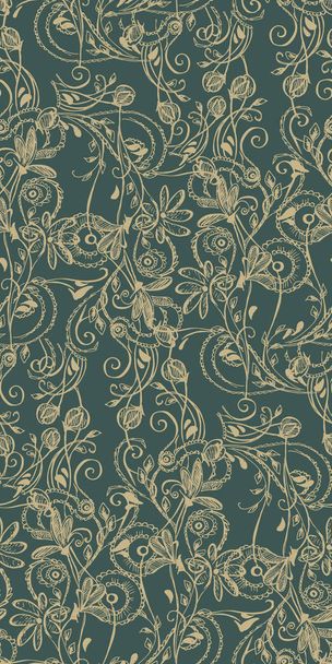 vector sketch of floral pattern with curls - Vector, Image