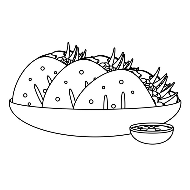 lezzetli Meksika yemeği çizgi film vektör çizim grafik tasarım - Vektör, Görsel