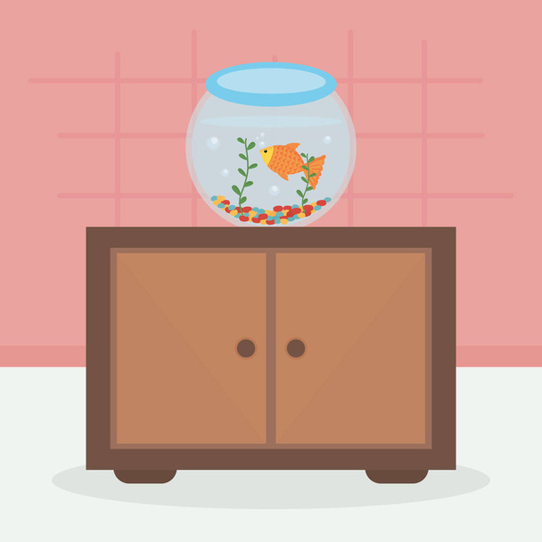 маленька риба в акваріумі талісман Векторний дизайн ілюстрації
 - Вектор, зображення
