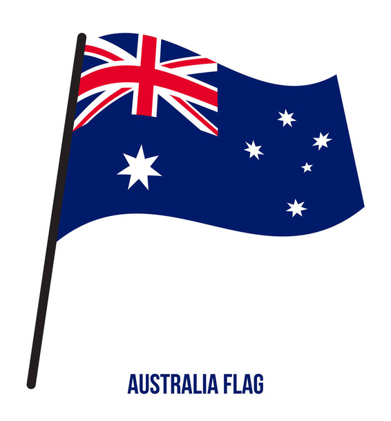 Australien Flagge schwenkende Vektorillustration auf weißem Hintergrund. Australische Nationalflagge. - Vektor, Bild