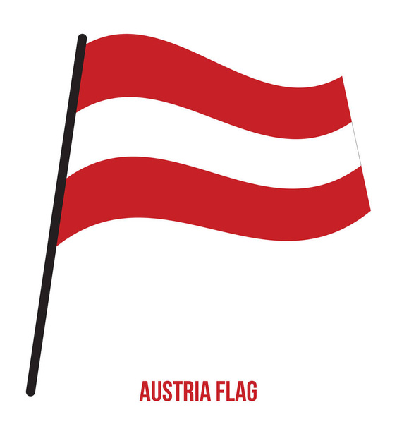 Österreich Flagge schwenkende Vektorillustration auf weißem Hintergrund. Österreichische Nationalflagge. - Vektor, Bild