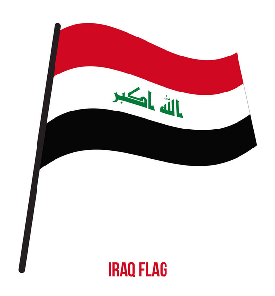 Irak Bayrağı Waving Vektör İllüstrasyon Beyaz Arka Plan üzerinde. Irak Ulusal Bayrağı. - Vektör, Görsel