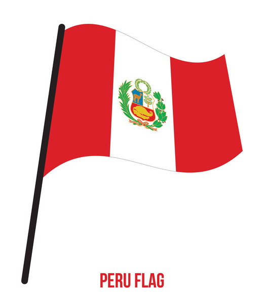 Перу Флаг размахивает векторной иллюстрацией на белом фоне. Флаг Перу
. - Вектор,изображение