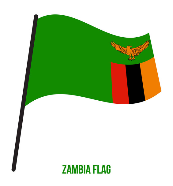 Zambia Flag Waving Vector Illustration on White Background Національний прапор Замбії. - Вектор, зображення