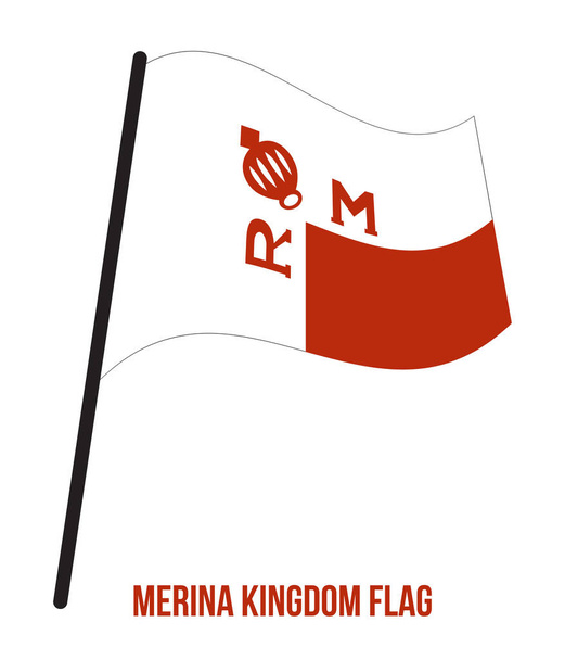 Merina Βασίλειο (1540-1897) σημαία κυματιστό διάνυσμα εικόνα σε λευκό φόντο. Βασίλειο της Ημερίνας. - Διάνυσμα, εικόνα