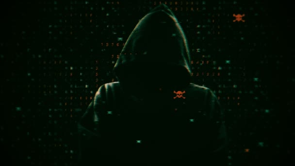 Green silhouette of a hacker - Footage, Video